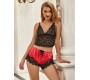 Subblime Sets SUBBLIME - 953966 CASUAL SILK NIGHTGOWN + LACE PANTS BLACK/RED L/XL
