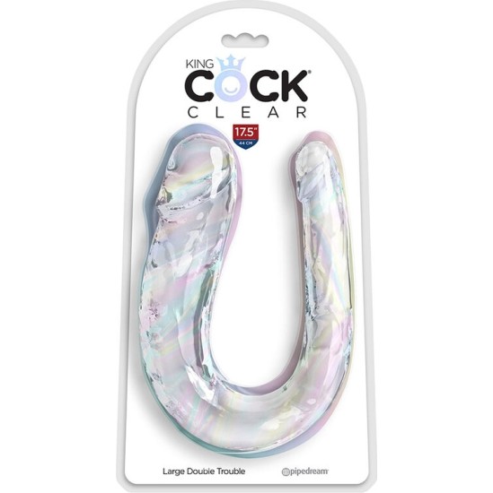 King Cock DOUBLE TROUBLE DOUBLE DILDO 44 CM CLEAR