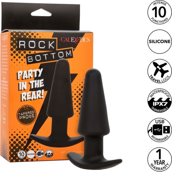 Calexotics ROCK BOTTOM TAPERED ANAL PLUG 10 VIBRACIONES SILICONE BLACK