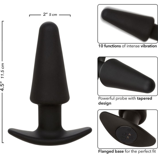 Calexotics ROCK BOTTOM TAPERED ANAL PLUG 10 VIBRACIONES SILICONE BLACK