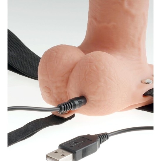 Fetish Fantasy Series ADJUSTABLE HARNESS REALISTIC PENIS WITH BALLS RECHARGEABLE AND VIBRATOR 23 CM
