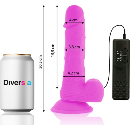 Diversia FLEXIBLE VIBRATING DILDO PURPLE 20.5 CM -O- 4.2 CM