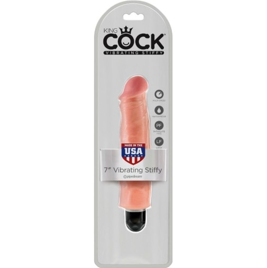 King Cock 17.8 CM VIBRATING STIFFY FLESH