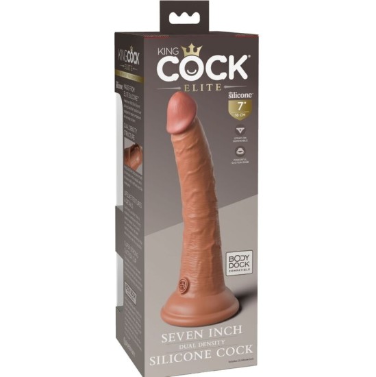 King Cock ELITE REALISTIC SILICONE DILDO 17.8 CM CARAMEL