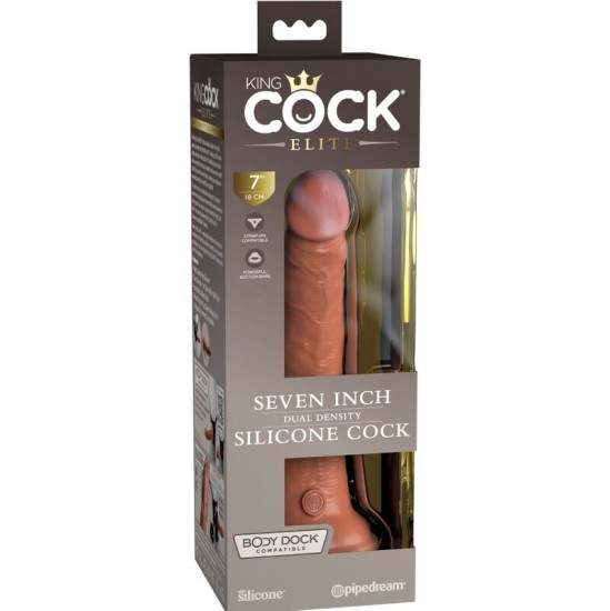King Cock ELITE REALISTIC SILICONE DILDO 17.8 CM CARAMEL