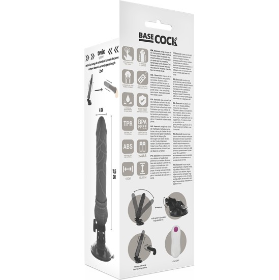 Basecock REALISTIC VIBRATOR REMOTE CONTROL BLACK 19.5 CM -O- 4 CM