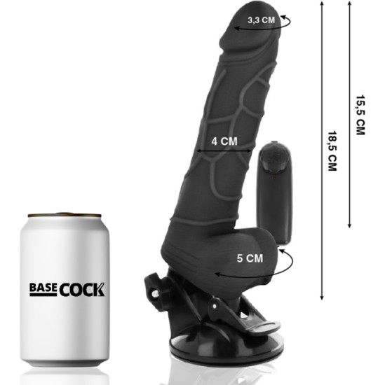 Basecock REALISTIC VIBRATOR REMOTE CONTROL BLACK 18.5 CM -O- 4CM