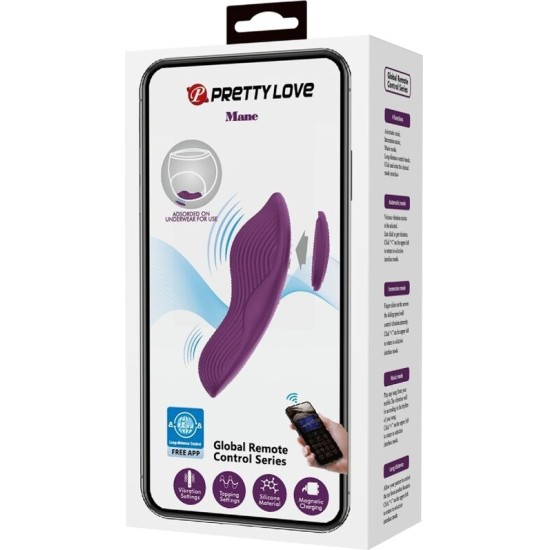 Pretty Love MANE LAY ON CLITORIS MASSAGER 10 VIBRATIONS REMOTE CONTROL PURPLE