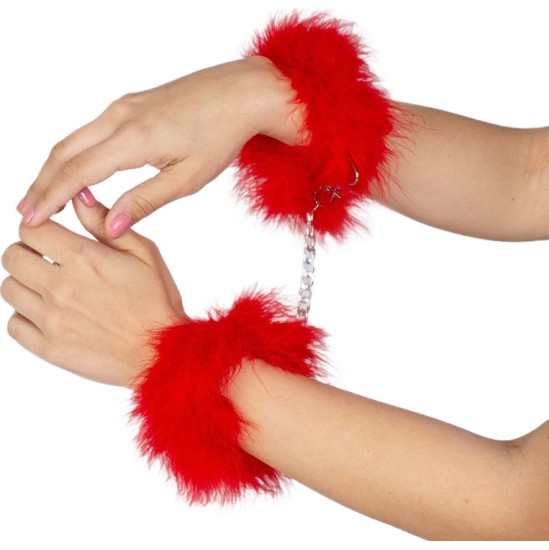 Secretplay 100% Fetish SECRETPLAY - RED MARABOU HANDCUFFS