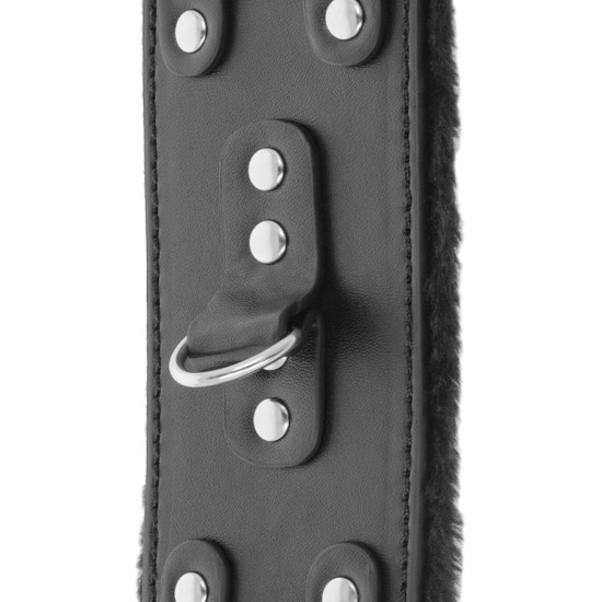 Darkness Bondage DARKNESS - BLACK ADJUSTABLE LEATHER HANDCUFFS WITH LINING