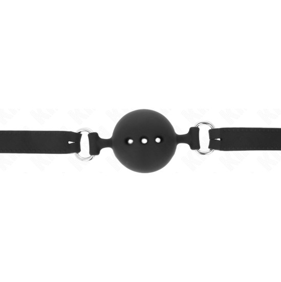 Kink Collar & Gag KINK - FULL SILICONE GAG 55 x 2 CM WITH 4.5 CM BALL SIZE M BLACK ADJUSTABLE 35-51 CM