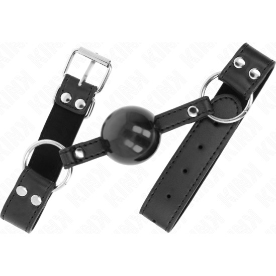Kink Collar & Gag KINK - SOFT AND SOLID BALL 4 CM GAG WITH LEATHERETTE STRAP 62 x 2.5 CM ADJUSTABLE 42-58 CM