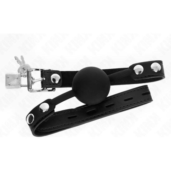 Kink Collar & Gag KINK - MODEL 1 SILICONE BALL 4 CM GAG WITH LOCK 60 x 2 CM