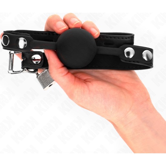 Kink Collar & Gag KINK - MODEL 1 SILICONE BALL 4 CM GAG WITH LOCK 60 x 2 CM