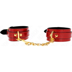 Kink Wrist Restraint KINK - JOANNA ANGEL WRIST CUFFS RED ADJUSTABLE WITH GOLD CHAIN 16.5-26 CM X 4 CM