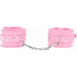 Kink Wrist Restraint KINK - PREMIUM FUR LINED WRIST RESTRAINTS PINK WITH PINK BELT ADJUSTABLE 17-29 CM X 6 CM
