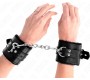Kink Wrist Restraint KINK - FUR LINED WRIST RESTRAINTS WITH SQUARE HOLES BLACK AND BLACK BELT ADJUSTABLE 17-29 CM X 6 CM
