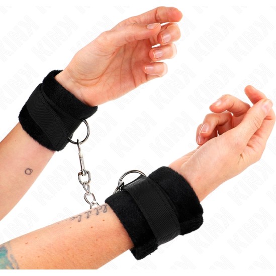 Kink Wrist Restraint KINK - BEGINNER FUR HAND CUFFS BLACK 30 X 7 CM