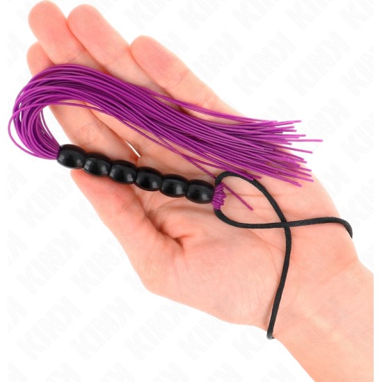 Kink Impact & Touch KINK - MINI SILICONE WHIP WITH 6 PURPLE BEADS 26 CM