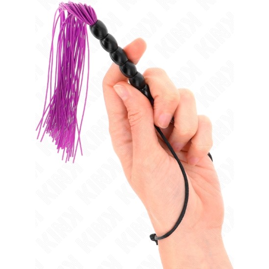 Kink Impact & Touch KINK - MINI SILICONE WHIP WITH 6 PURPLE BEADS 26 CM