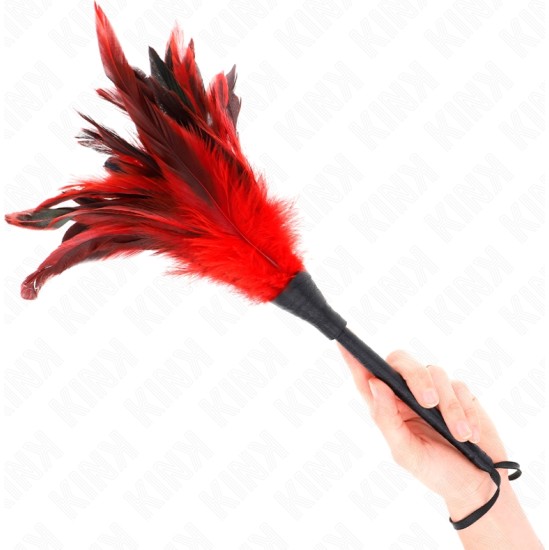 Kink Impact & Touch KINK - RED MAIDS HORN SHAPED TICKLE CHICKEN FEATHERS 36 CM