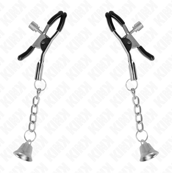 Kink Nipple Grip KINK - SILVER BELL PENDANT NIPPLE CLAMPS 6 CM
