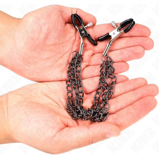 Kink Nipple Grip KINK - NIPPLE CLAMPS WITH 3 CHAINS BLACK 20/23/28 CM