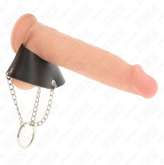 Kink Ring Power KINK - PENIS RING 4 CM CHAIN 7 CM METAL WITH LEATHER BELT