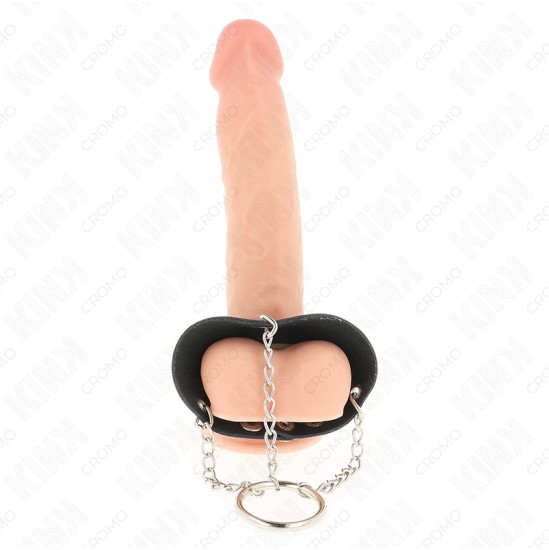 Kink Ring Power KINK - PENIS RING 4 CM CHAIN 7 CM METAL WITH LEATHER BELT
