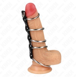 Kink Ring Power KINK - 5 METAL PENIS RINGS 3.2 CM TO 5 CM CONNECTED BY LEATHER