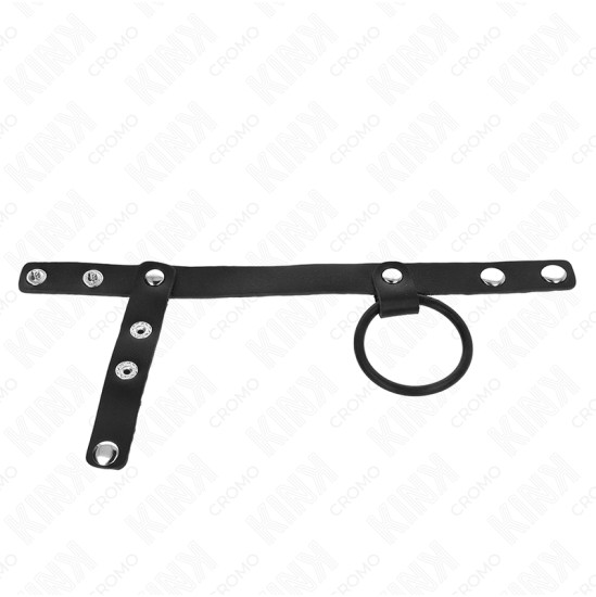 Kink Ring Power KINK - SILICONE PENIS RING 3.8 CM WITH BALL DIVIDER AND LEATHER STRAP 22 X 1.5 CM