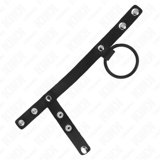 Kink Ring Power KINK - SILICONE PENIS RING 3.8 CM WITH BALL DIVIDER AND LEATHER STRAP 22 X 1.5 CM