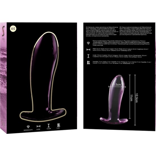 Nebula Series By Ibiza MODEL 5 ANAL PLUG BOROSILICATE GLASS PINK 12.5 CM -O- 3.5 CM