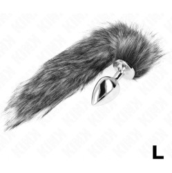 Kink Pleasure Plugs KINK - ANAL PLUG SIZE L 10 X 4 CM WITH SYNTHETIC TAIL 40 CM GREY