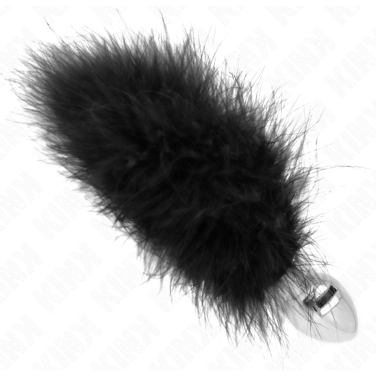 Kink Pleasure Plugs KINK - STAINLESS STEEL ANAL PLUG 11 x 7 CM WITH FEATHER 11 CM