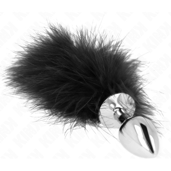 Kink Pleasure Plugs KINK - STAINLESS STEEL ANAL PLUG 11 x 7 CM WITH FEATHER 11 CM