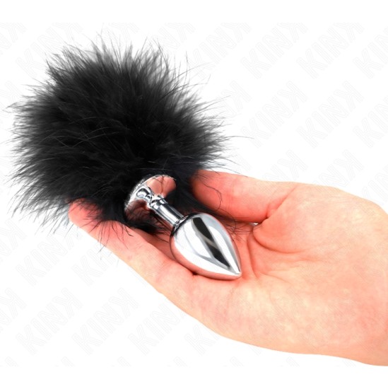 Kink Pleasure Plugs KINK - STAINLESS STEEL ANAL PLUG 11 x 7 CM WITH FEATHER 11 CM