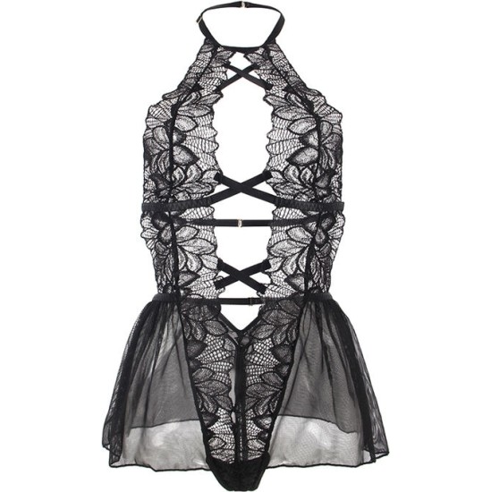 Subblime Bodies SUBBLIME - TEDDY HALTER NECK BARE BACK LACE BLACK L/XL