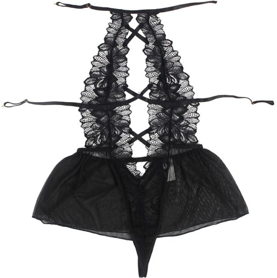 Subblime Bodies SUBBLIME - TEDDY HALTER NECK BARE BACK LACE BLACK L/XL