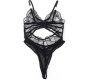 Subblime Bodies SUBBLIME - 955229 TRANSPARENT BODYSUIT WITH HOLLOW LACE BLACK L/XL