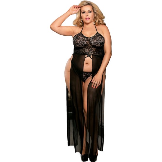 Subblime Queen Plus Size SUBBLIME - QUEEN PLUS DRESS-TOP AND THONG SET BLACK