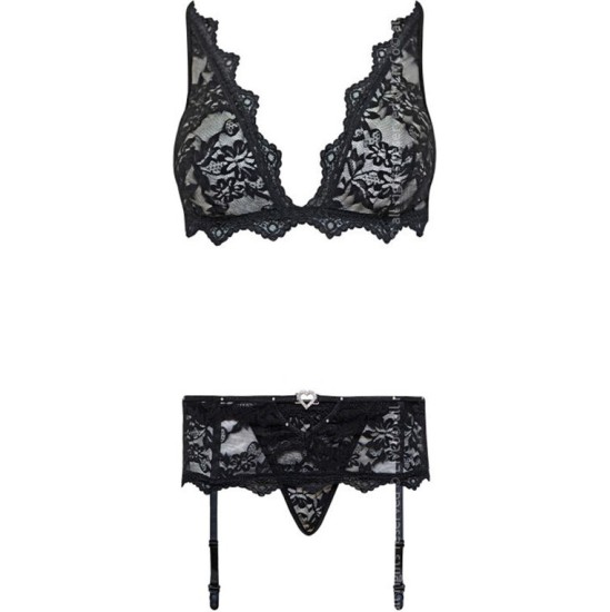 Livco Corsetti Sets LIVCO CORSETTI FASHION - BELITA LC 90231 BRA + PANTY + GARTER BELT BLACK L/XL