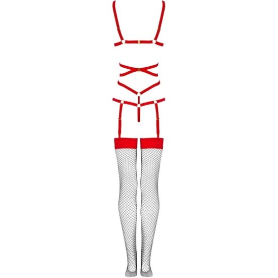 Livco Corsetti Sets LIVCO CORSETTI FASHION - THIARA LC 20213 SET BODY + STOCKINGS RED L/XL