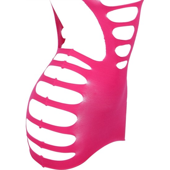 Subblime Dresses SUBBLIME - 952273 LONG SLEEVE ELASTIC FISHNET DRESS PINK ONE SIZE