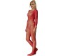 Subblime Bodystockings SUBBLIME - 952419 FISHNET BODYSTOCKING WITH DIAMONDS LONG SLEEVE RED XS/M