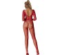Subblime Bodystockings SUBBLIME - 952419 FISHNET BODYSTOCKING WITH DIAMONDS LONG SLEEVE RED XS/M