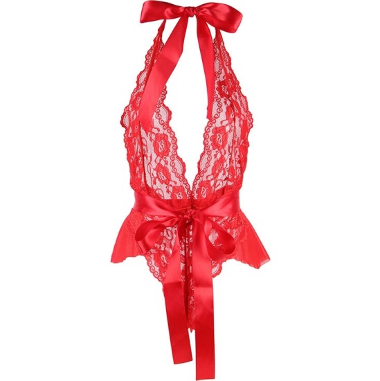 Subblime Bodies SUBBLIME - 953973 SEXY BODY WITH RUFFLES + BELT RED S/M