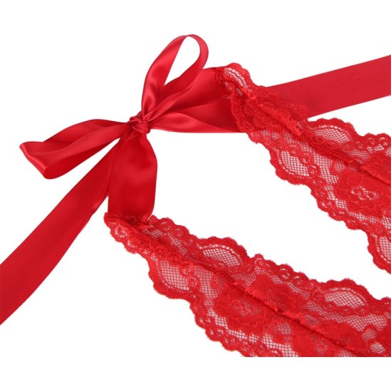 Subblime Bodies SUBBLIME - 953973 SEXY BODY WITH RUFFLES + BELT RED S/M