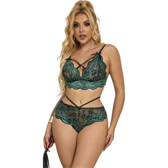 Subblime Sets SUBBLIME - 954086 BRA + PANTIES LACE GREEN S/M