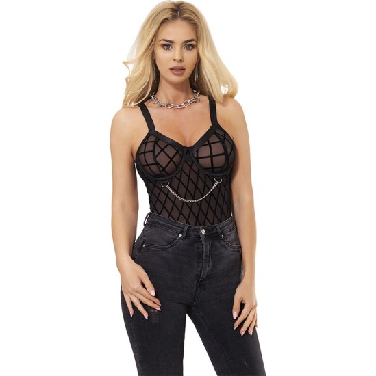 Subblime Bodies SUBBLIME - 9542277 BODY WITH CHAINS + GARTER BELT BLACK L/XL